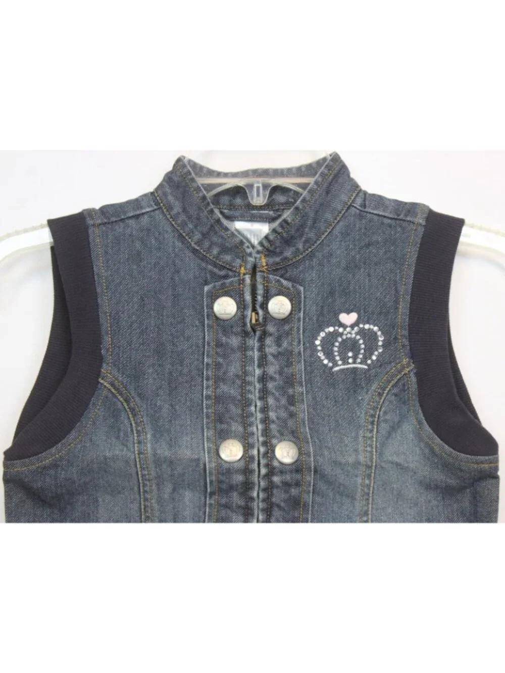 2007 Gymboree School Girls Rock Denim Vest sz 8 Rhinestone Crown Jacket Band Sty
